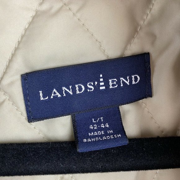 Lands End Mens L/T 42-44 Thermolite Insulated Lined Jacket Tan Hooded Coat - Picture 2 of 3